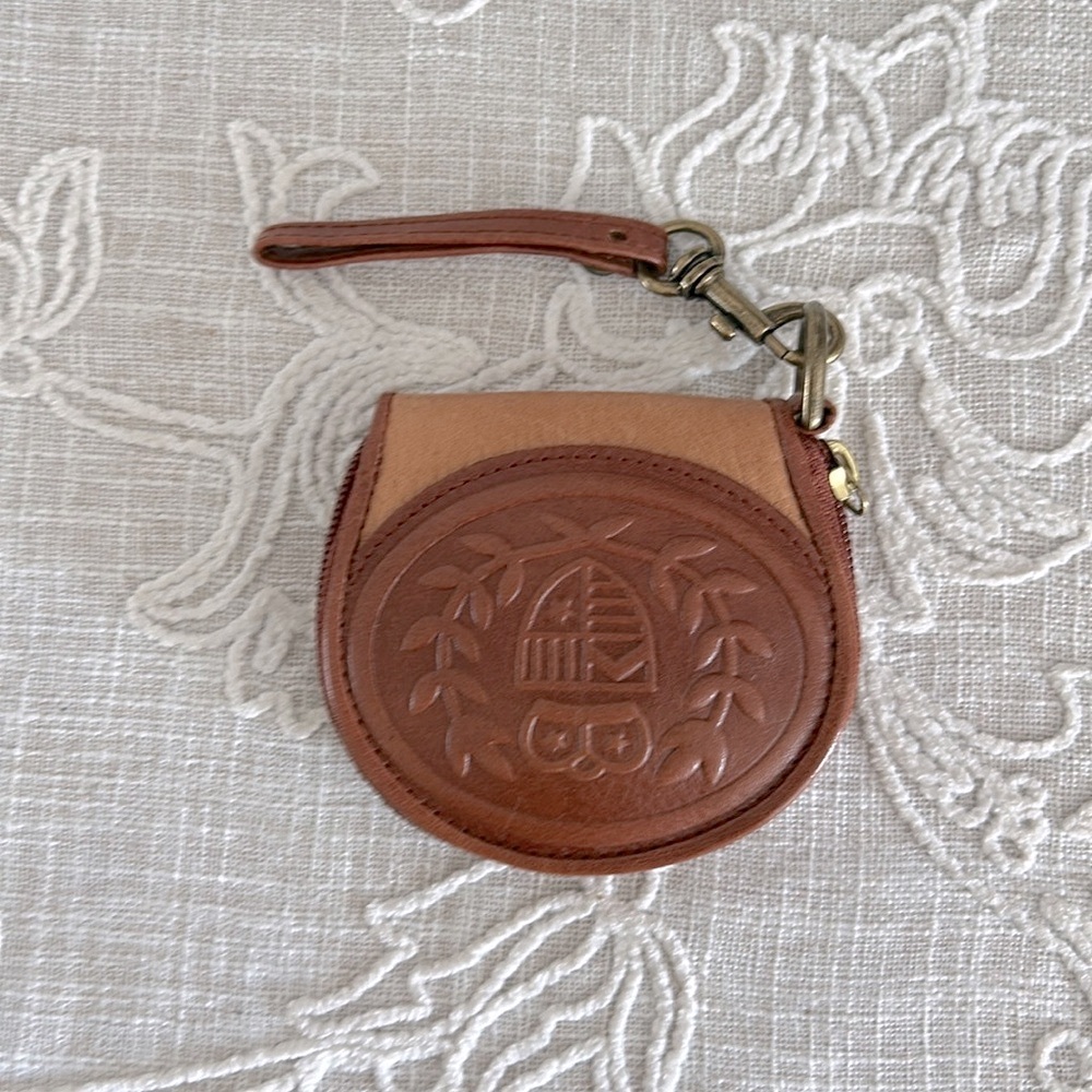 Charter Club Brown/Tan Leather Small Coin Purse Wristlet